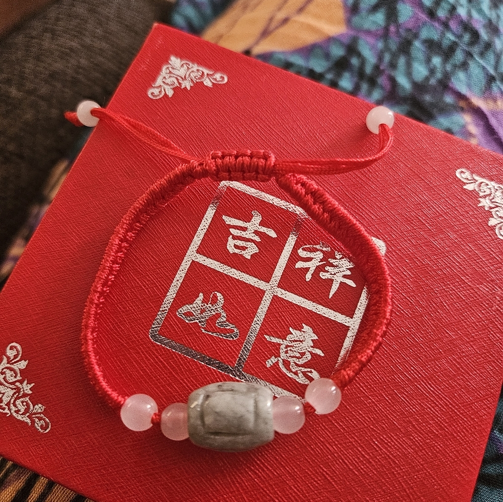 Coin tube red string bracelet